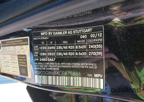 2012 Mercedes-Benz Glk 350 4Matic z USA, uszkodzony, nr VIN WDCGG8HBXCF875886